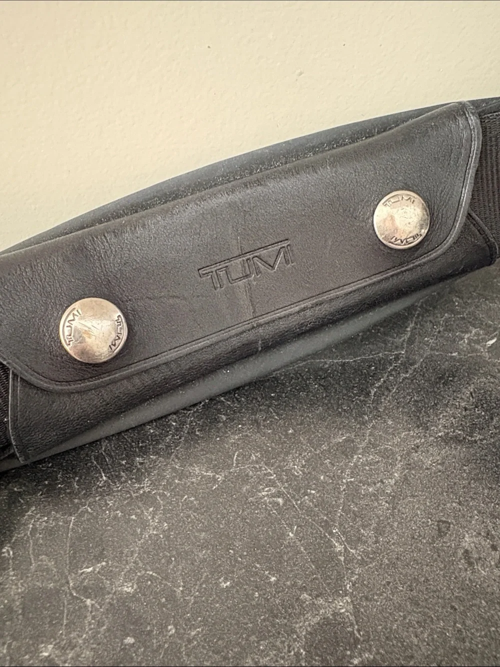 Tumi Black Adjustable Shoulder Strap with Silver Hardware